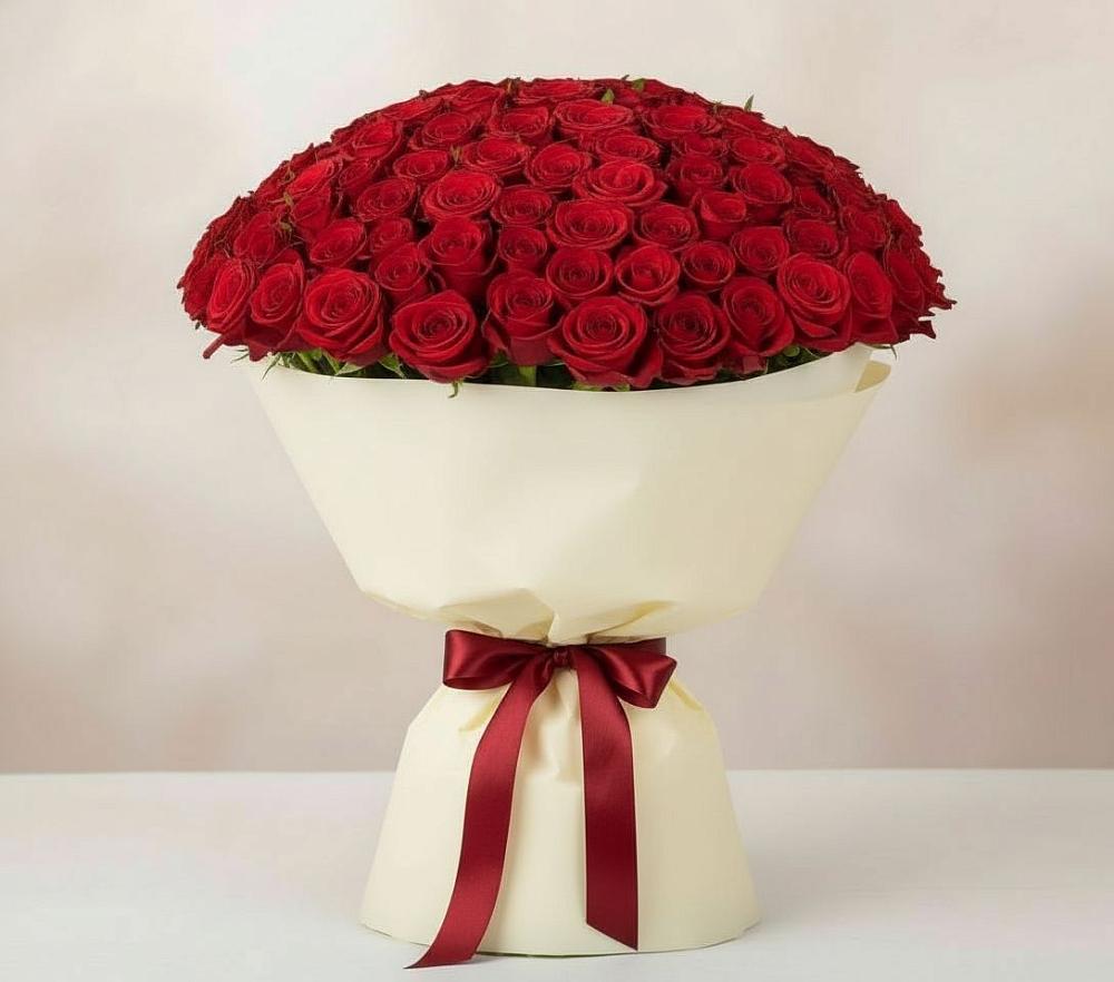 Букет 101 Красная роза Милано в Камешково