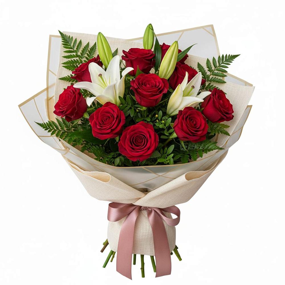 Букет цветов из: Лилии и Розы в Камешково