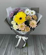 Букет цветов из:  Розы, Герберы и Хризантемы #REPLACE_PRED# Камешково