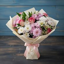 Букет цветов из:  Хризантемы, Альстромерии и Розы в Камешково