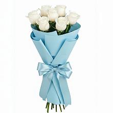 Букет 7 белых роз Проуд в Камешково