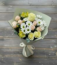 Букет цветов из:  Альстромерии, Розы и Хризантемы в Камешково